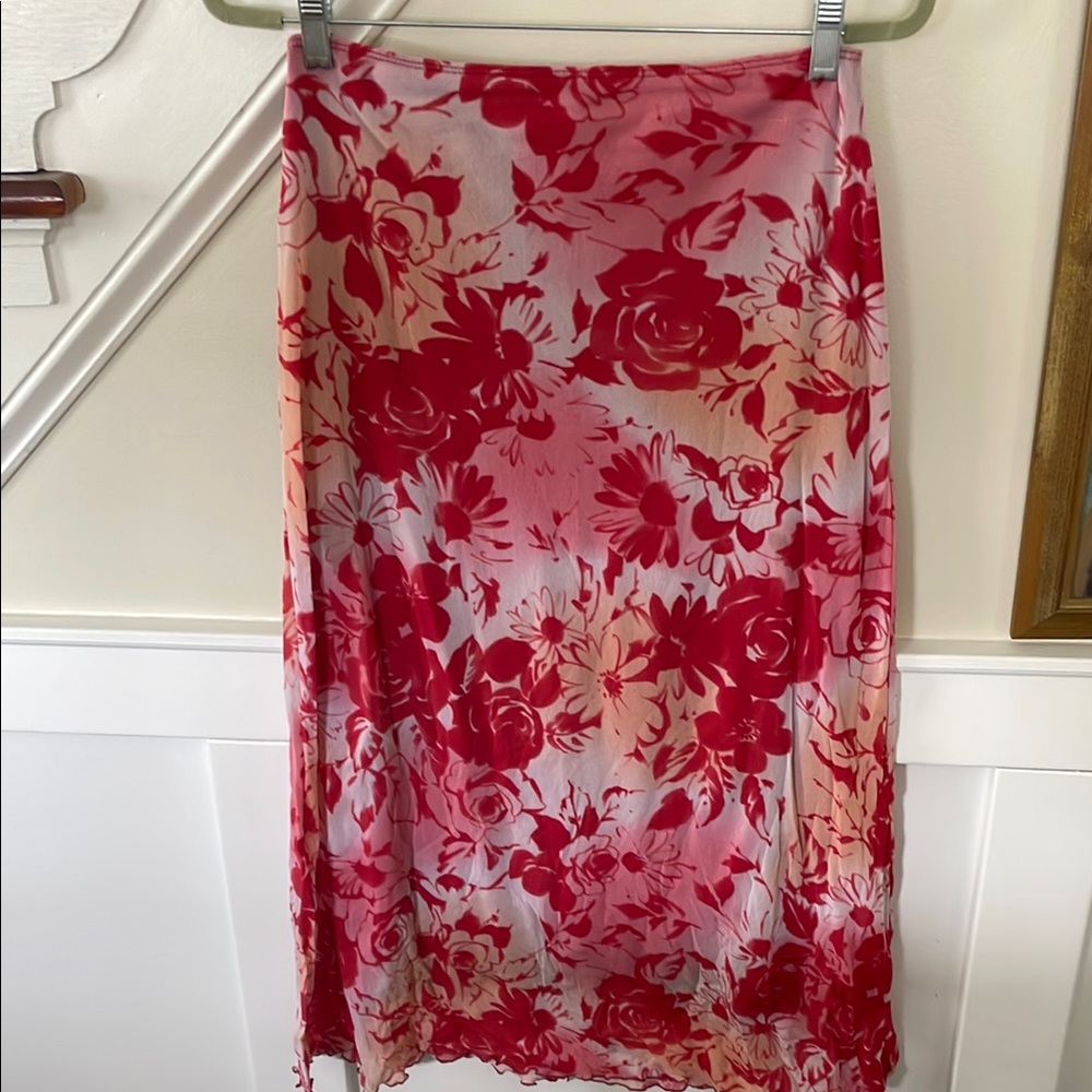 Vintage Weston Wear Floral Red Skirt